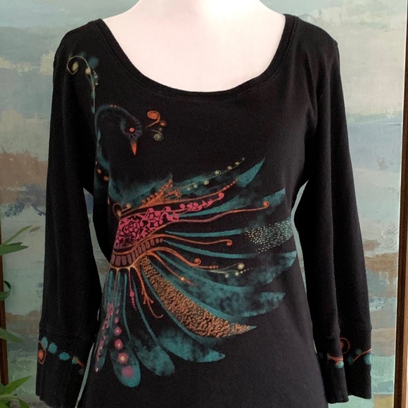 itsus Tops - Itsus Vintage Ethereal Peacock Print Boho Top L